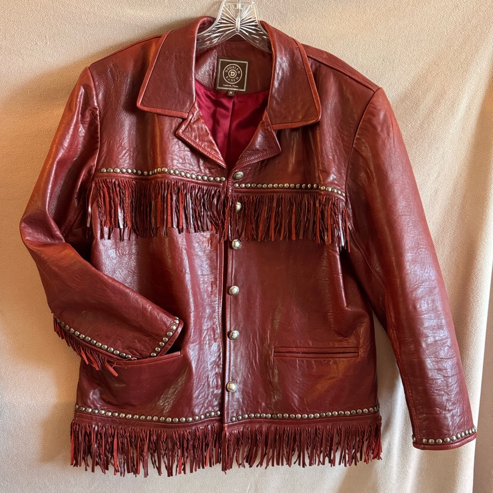 SOLD! Double D Ranch Burgundy Leather Jacket with Fringe